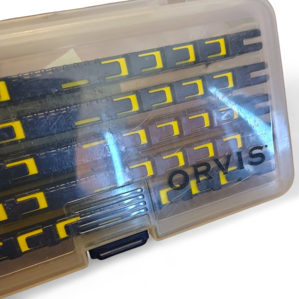Orvis Dropper Rig Fly Box Vintage Yellow Fishing Leader Line Rig Holders Case